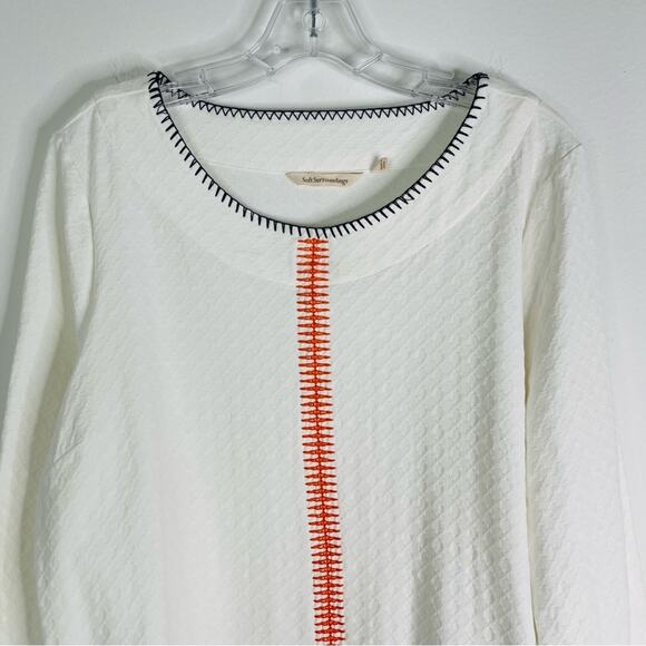 Soft Surroundings white blue embroidered coastal boho tunic top large - Picture 2 of 7